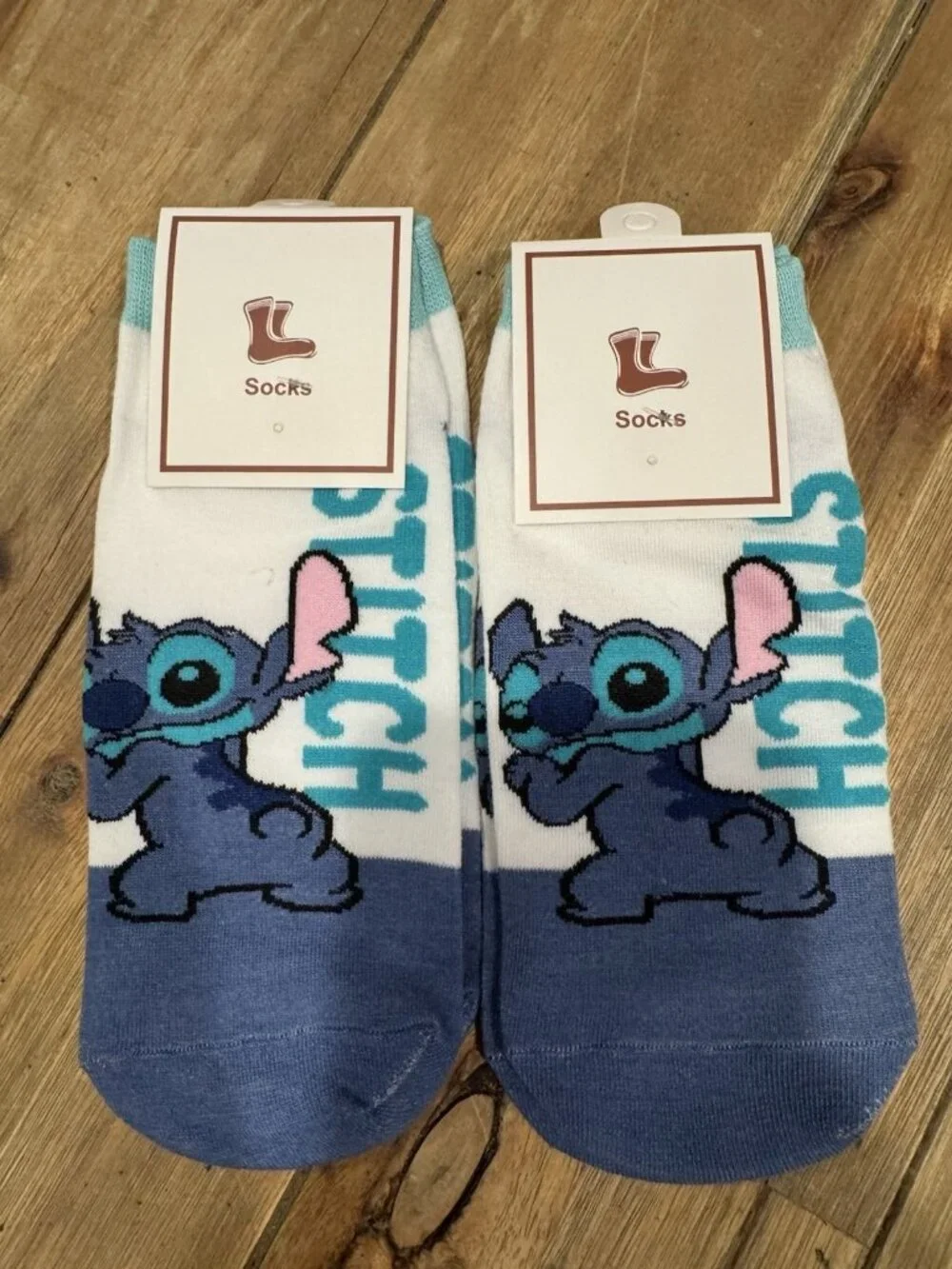 Disney Stitch Blue White Pink Cute Mid-Crew Socks S Sm 2 Pair Pack & Pixar NEW
